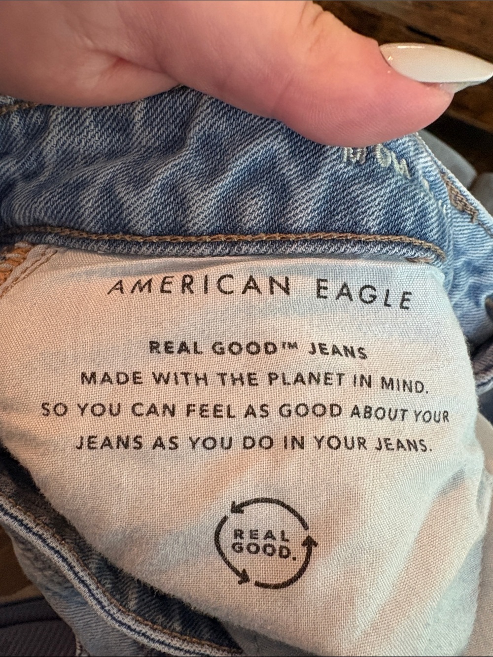 American Eagle Outfitters Light Blue Distressed Mom Jeans Size 12 - Picture 5 of 12